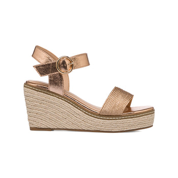 Sandali da donna con zeppa 9 cm oro rosa Lora Ferres, Donna, SKU w043000880, Immagine 0